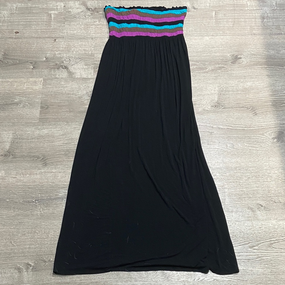Kensie Black Maxi Dress with Purple and Teal Accents